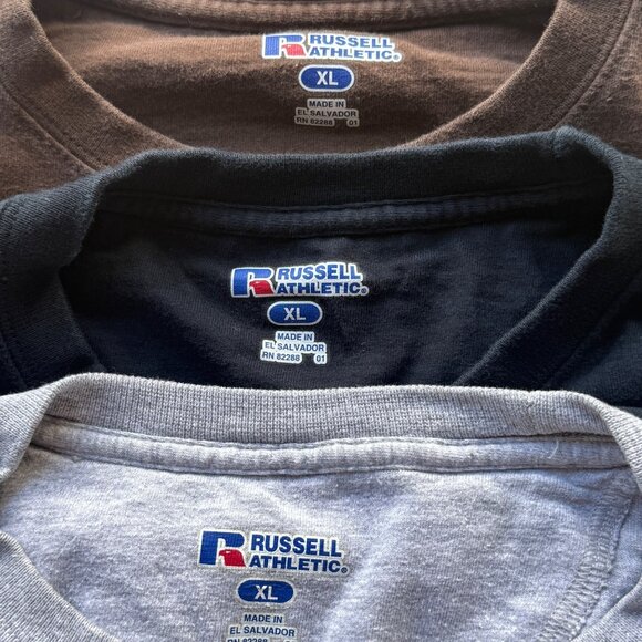 Russell Athletic Mens T-Shirts 3 Pack XL Crewneck Brown Gray Black - Picture 3 of 10